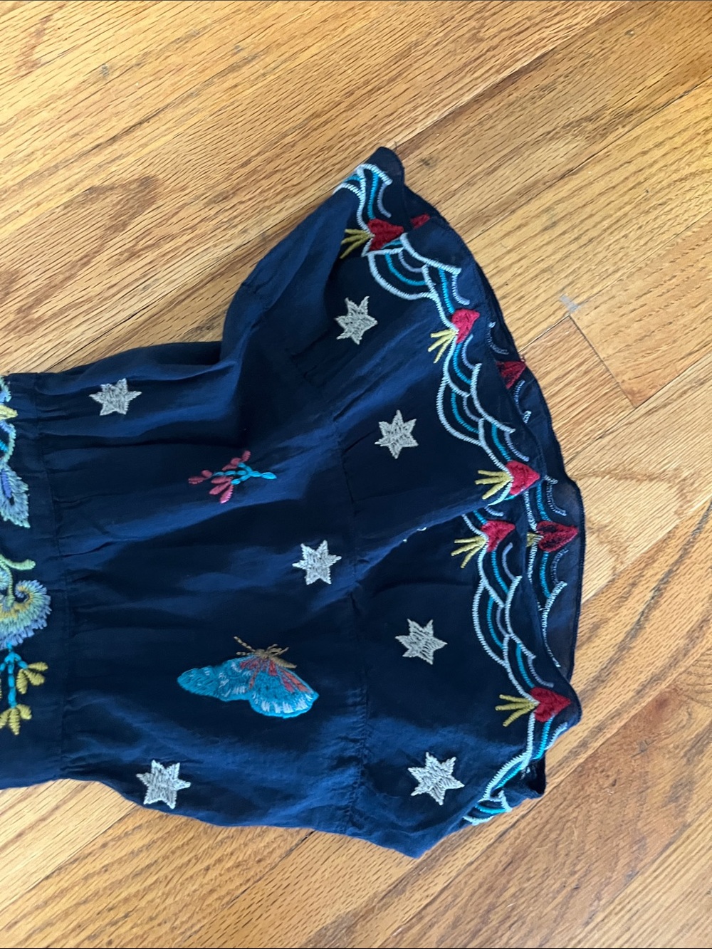 Johnny Was Embroidered Navy Blue Dress - Boho Floral large - Picture 4 of 7